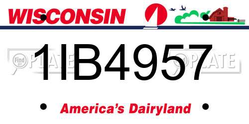 1IB4957 Wisconsin License Plate
