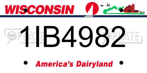 1IB4982 Wisconsin License Plate