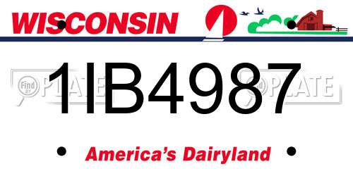 1IB4987 Wisconsin License Plate