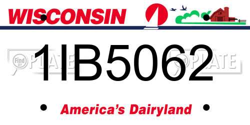 1IB5062 Wisconsin License Plate
