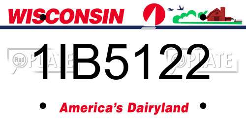 1IB5122 Wisconsin License Plate