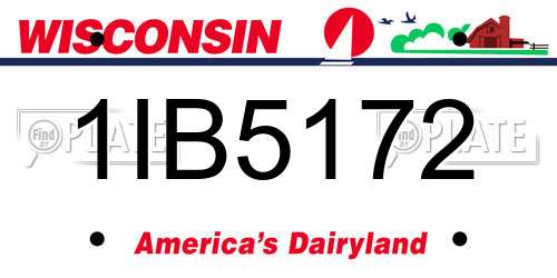 1IB5172 Wisconsin License Plate