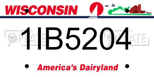 1IB5204 Wisconsin License Plate