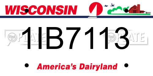 1IB7113 Wisconsin License Plate