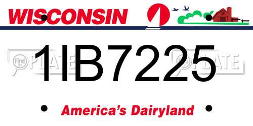 1IB7225 Wisconsin License Plate