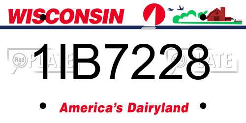 1IB7228 Wisconsin License Plate