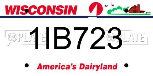 1IB723 Wisconsin License Plate