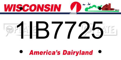 1IB7725 Wisconsin License Plate