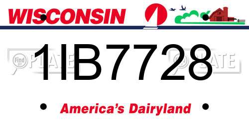1IB7728 Wisconsin License Plate