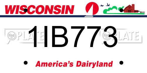 1IB773 Wisconsin License Plate