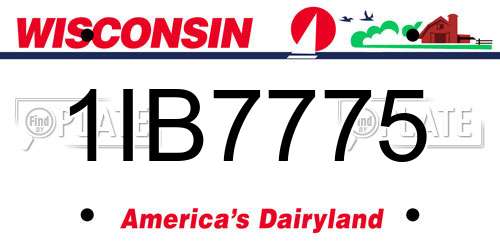 1IB7775 Wisconsin License Plate
