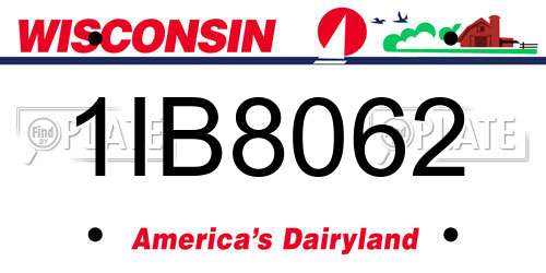 1IB8062 Wisconsin License Plate