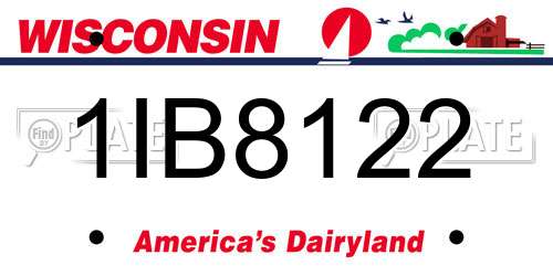 1IB8122 Wisconsin License Plate