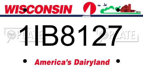 1IB8127 Wisconsin License Plate