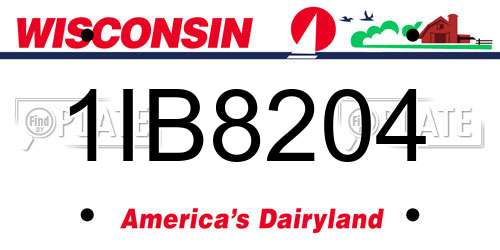 1IB8204 Wisconsin License Plate
