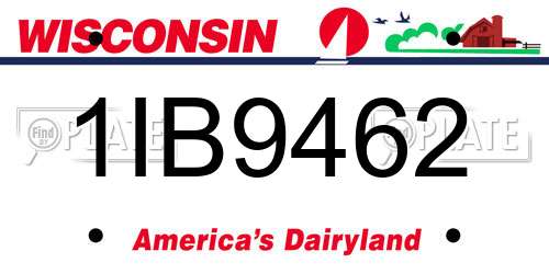 1IB9462 Wisconsin License Plate