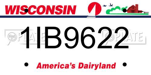 1IB9622 Wisconsin License Plate