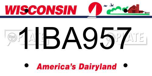 1IBA957 Wisconsin License Plate