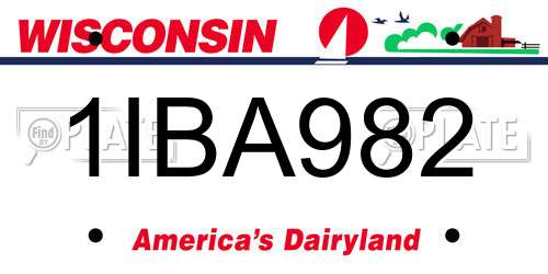 1IBA982 Wisconsin License Plate