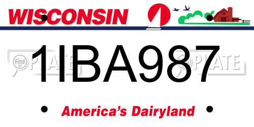 1IBA987 Wisconsin License Plate