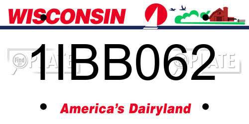 1IBB062 Wisconsin License Plate
