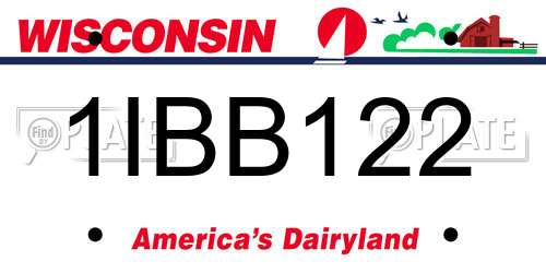 1IBB122 Wisconsin License Plate