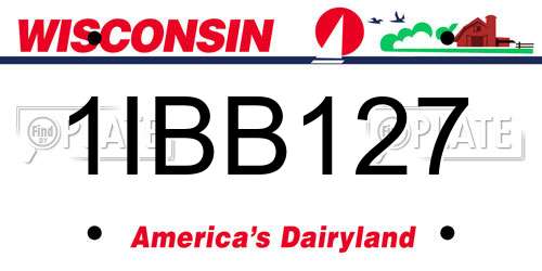 1IBB127 Wisconsin License Plate