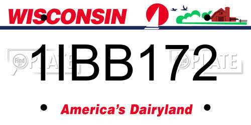 1IBB172 Wisconsin License Plate