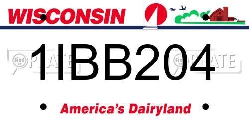 1IBB204 Wisconsin License Plate