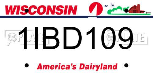 1IBD109 Wisconsin License Plate