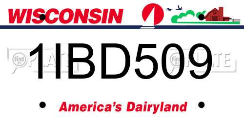 1IBD509 Wisconsin License Plate