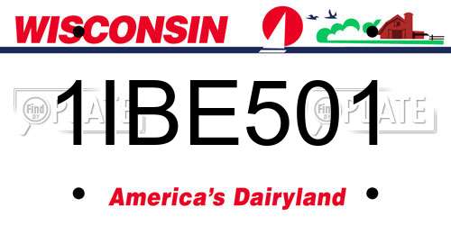 1IBE501 Wisconsin License Plate