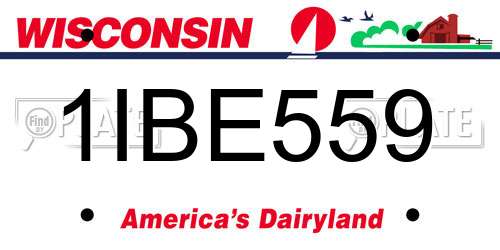 1IBE559 Wisconsin License Plate
