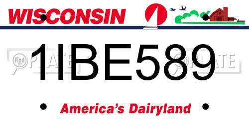 1IBE589 Wisconsin License Plate