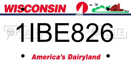 1IBE826 Wisconsin License Plate