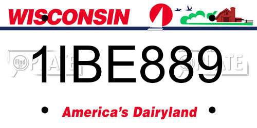 1IBE889 Wisconsin License Plate