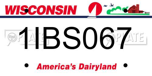 1IBS067 Wisconsin License Plate