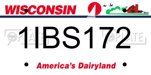 1IBS172 Wisconsin License Plate