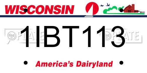 1IBT113 Wisconsin License Plate