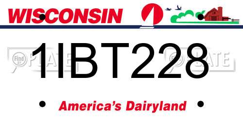 1IBT228 Wisconsin License Plate