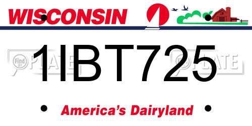 1IBT725 Wisconsin License Plate