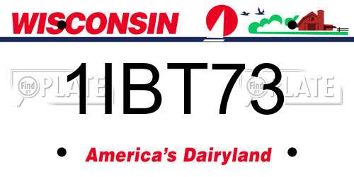 1IBT73 Wisconsin License Plate
