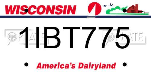 1IBT775 Wisconsin License Plate