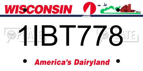 1IBT778 Wisconsin License Plate