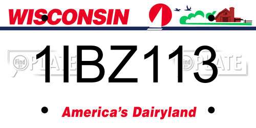 1IBZ113 Wisconsin License Plate