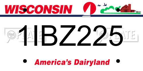1IBZ225 Wisconsin License Plate