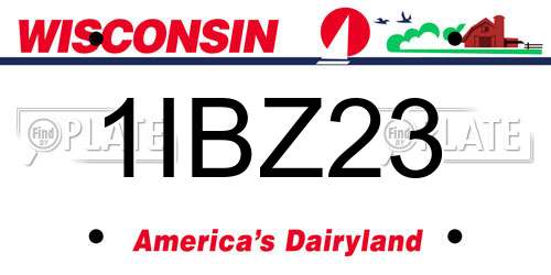 1IBZ23 Wisconsin License Plate