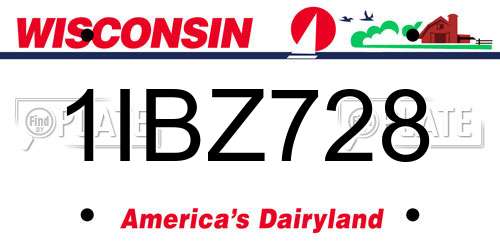 1IBZ728 Wisconsin License Plate