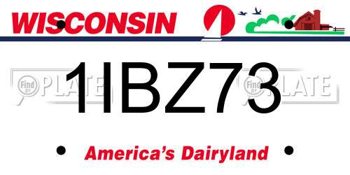 1IBZ73 Wisconsin License Plate
