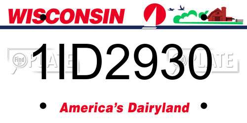 1ID2930 Wisconsin License Plate